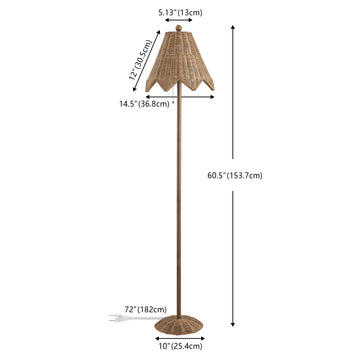 Tybee 60.5" Traditional Coastal Rattan Scalloped LED Floor Lamp
